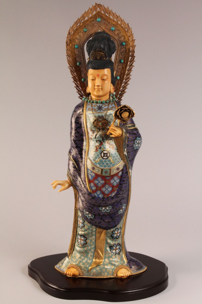 Lot 124: Chinese Cloisonne and Ivory Figure of Quan Yin