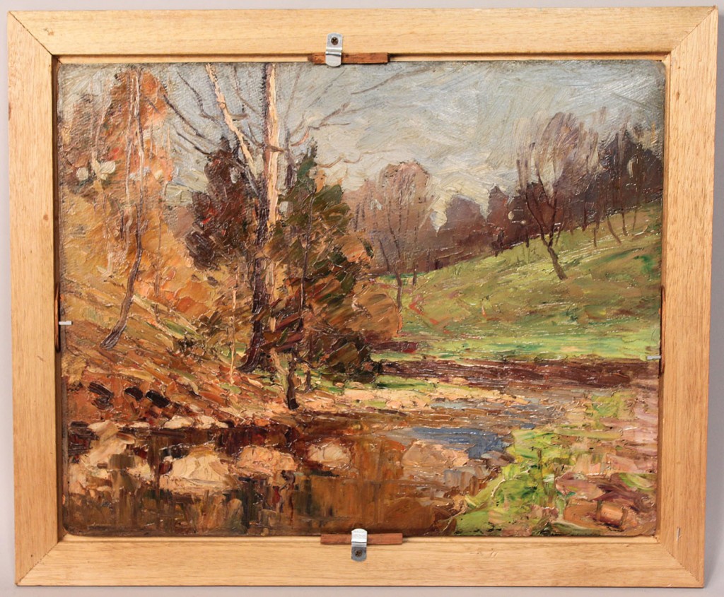 Lot 147: George H. Baker, Indiana landscape, 2 sided