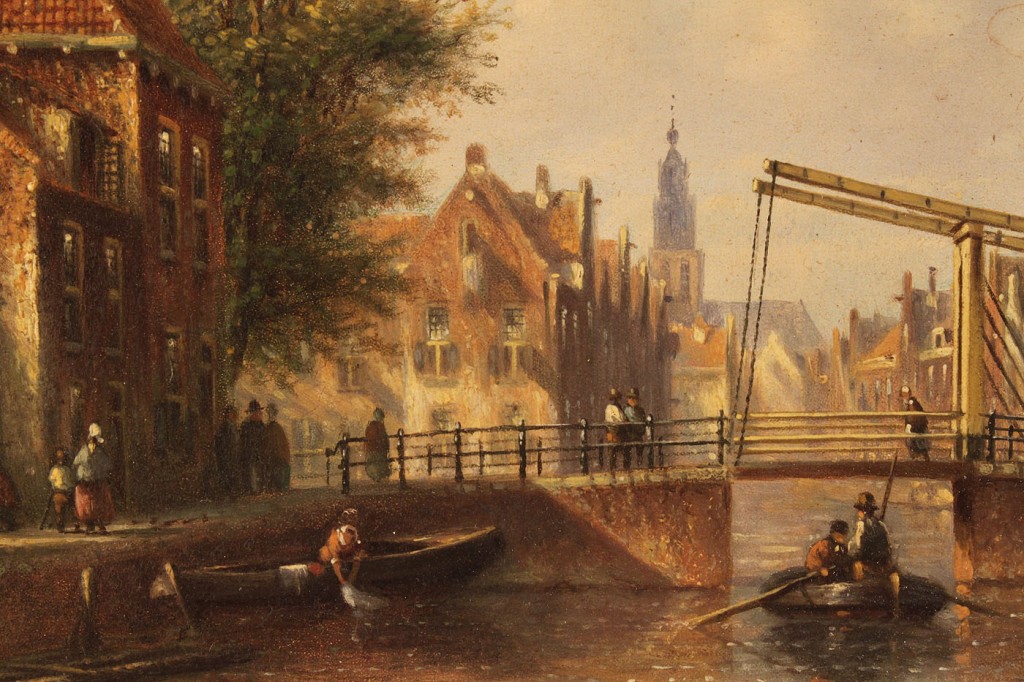 Lot 158: Dutch canal scene, attrib. J. F. Spohler