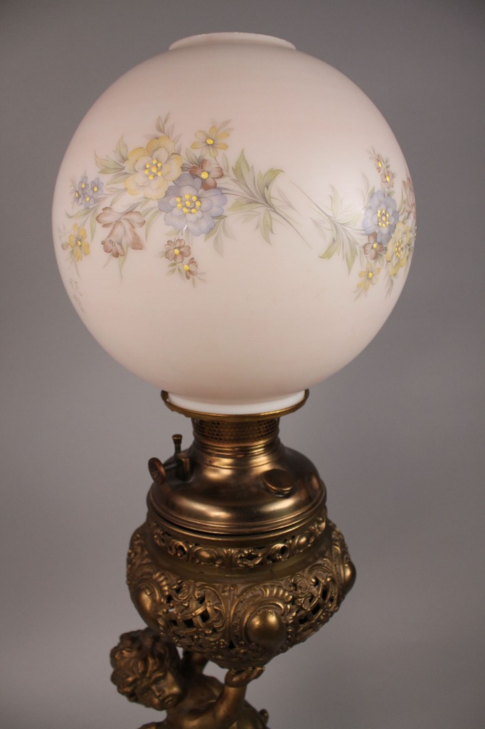 Lot 177: Victorian Winged Cherub Parlor Lamp