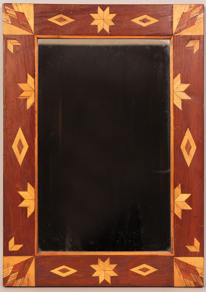 Lot 19: Folk Art/Tramp Art Inlaid Mirror