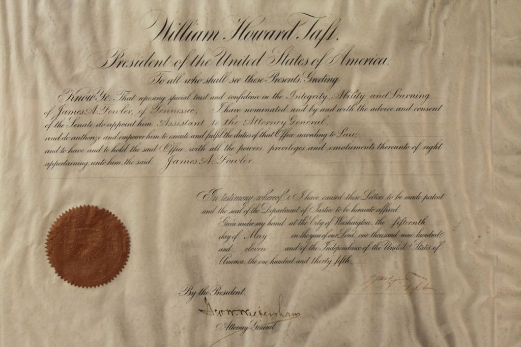 Lot 201: President T. Roosevelt & Taft signed documents