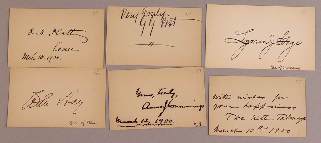 Lot 203: Lot of 31 American political autographed cards, c.1900
