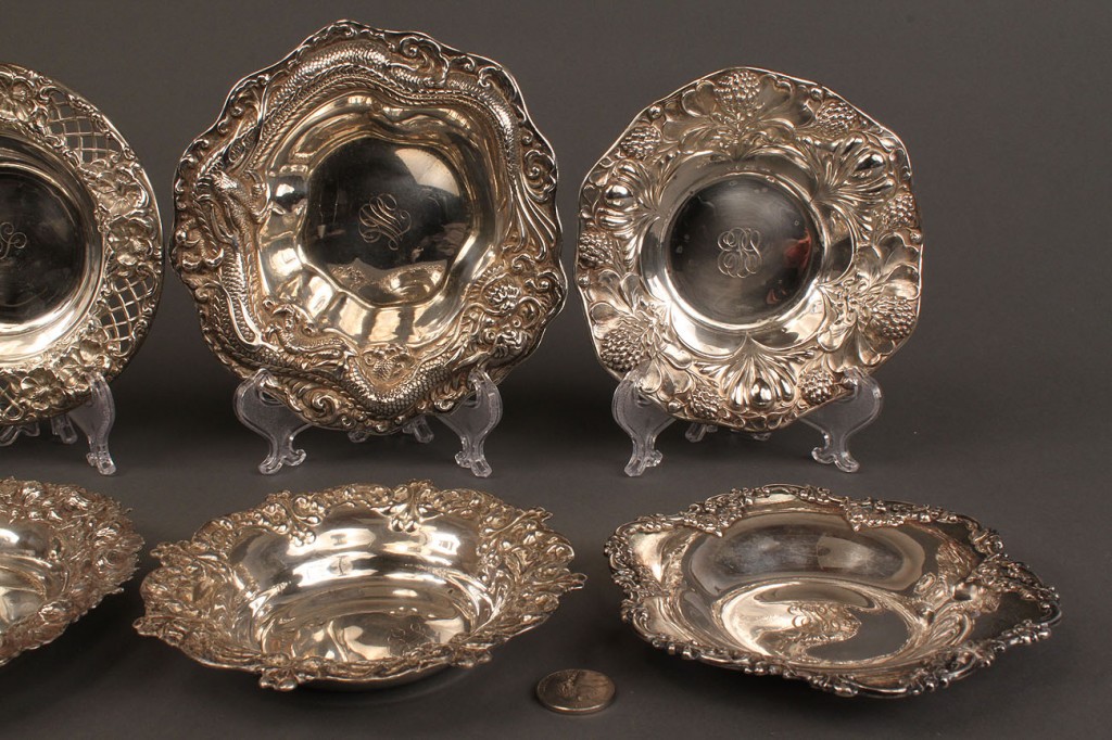 Lot 218: Lot of 8 sterling candy or nut dishes