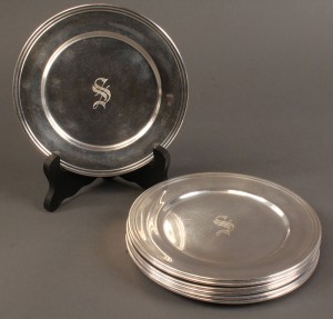Lot 221: Set of 8 S. Kirk & Son Sterling Bread Plates