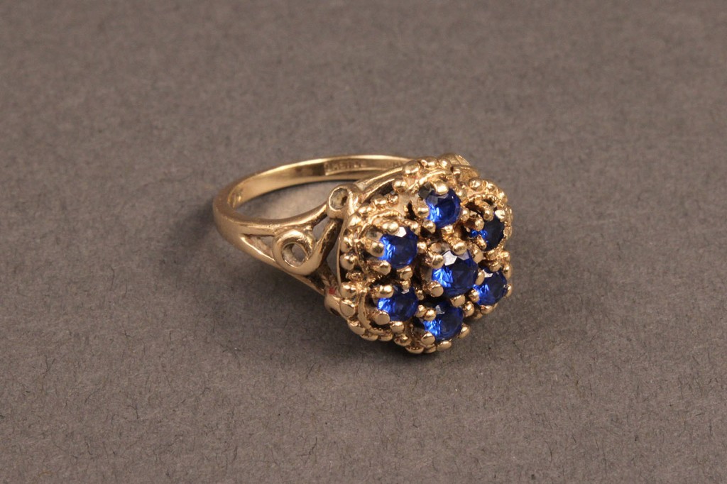 Lot 249: Lot of 3 Ladies 14K Rings: 2 opal, 1 blue stone