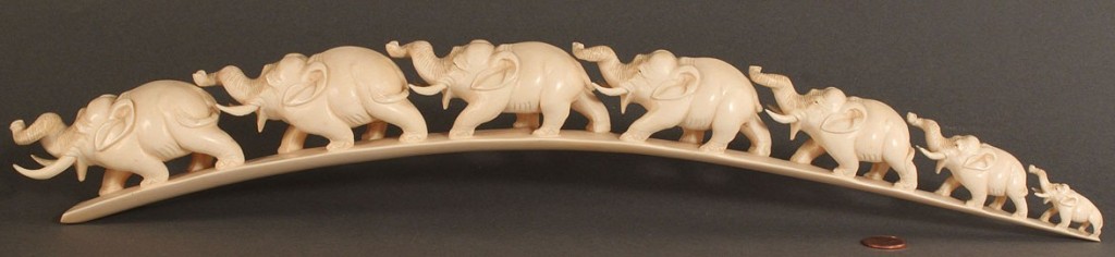 Lot 260: Asian carved tusk of Elephant parade
