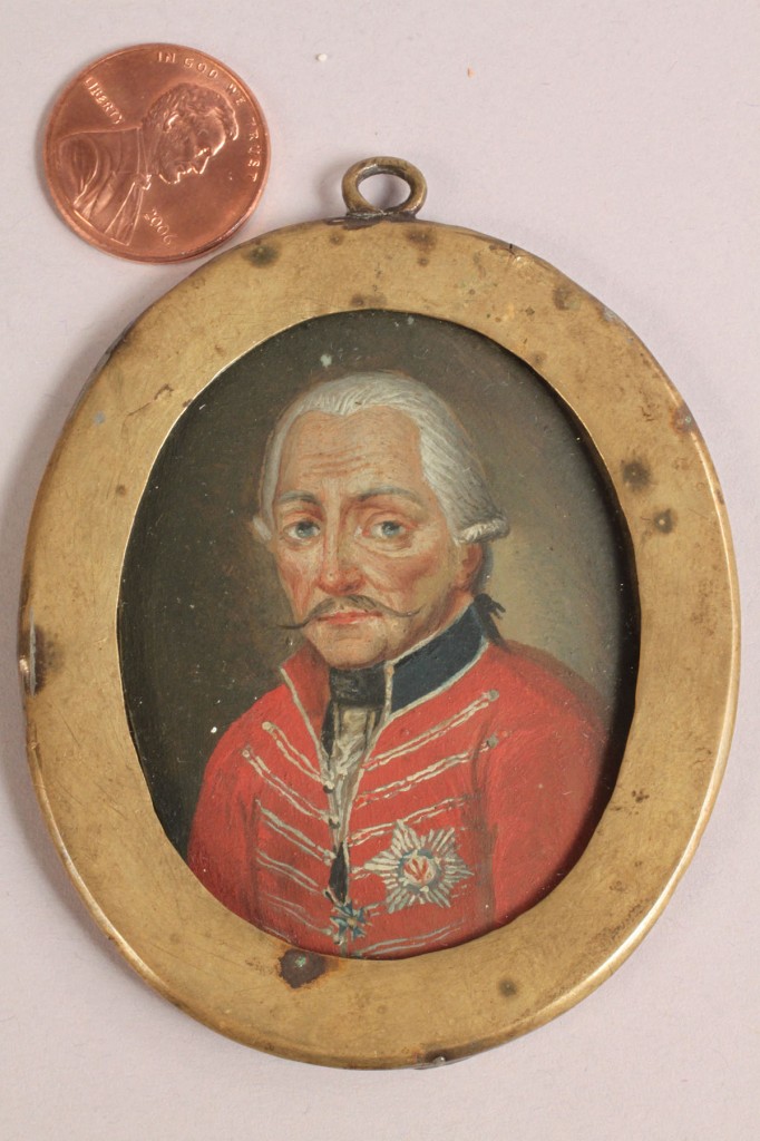 Lot 308: Portrait Miniature of General Gunther, 18th c.