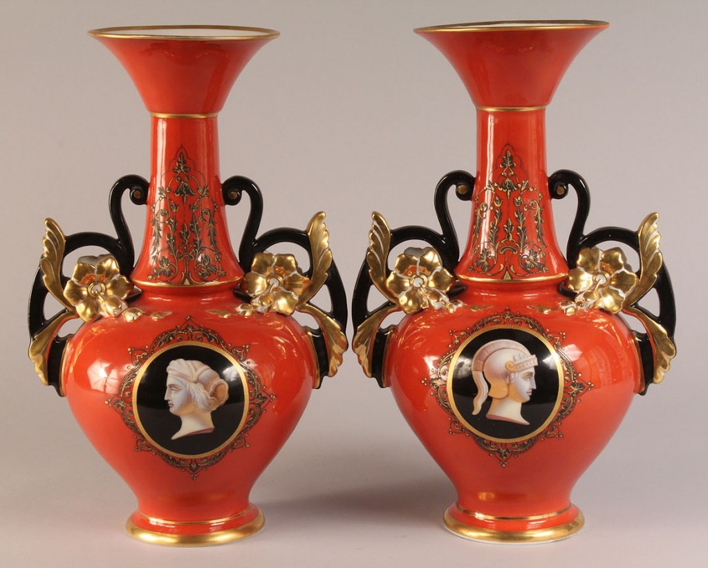 Lot 351: Pair of Paris Porcelain Classical Vases