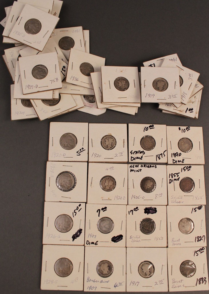 Lot 424: Lot of 59 US Dimes and Buffalo Nickels