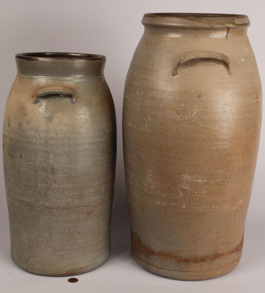 Lot 429: Lot of 2 Middle TN Stoneware Jars, attrib. Lafever