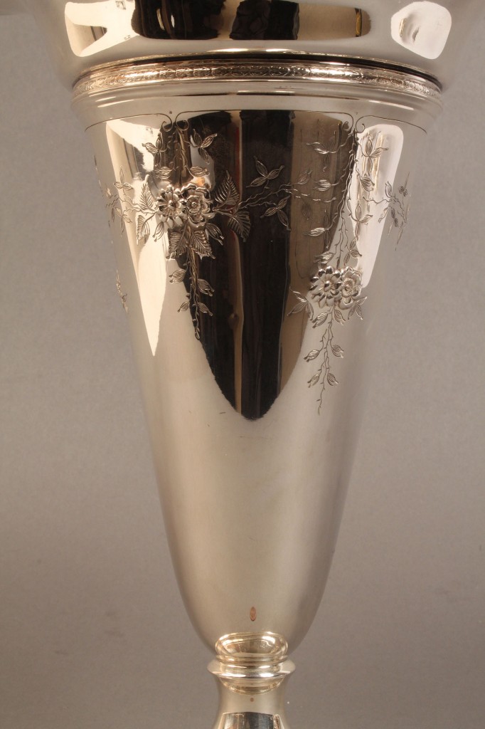 Lot 535: Sterling vase with floral incised decoration