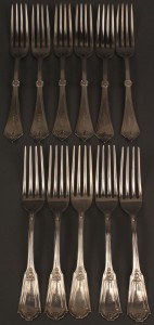 Lot 537: Lot of 11 sterling forks, 19th c. Gorham, Whiting