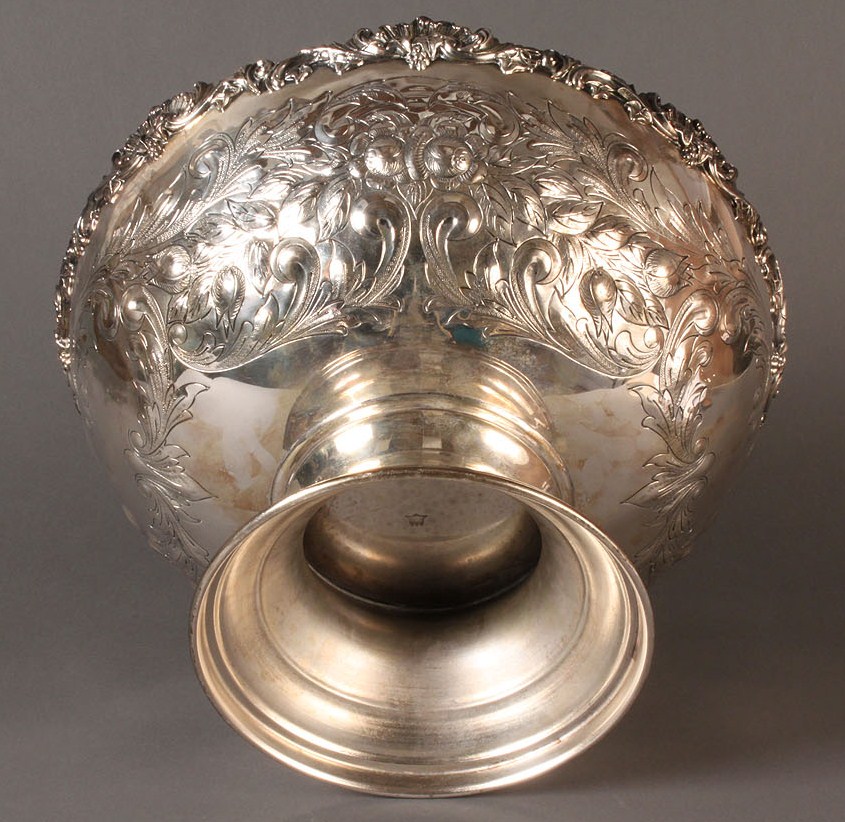Lot 555: Large Silver on Copper Punch Bowl