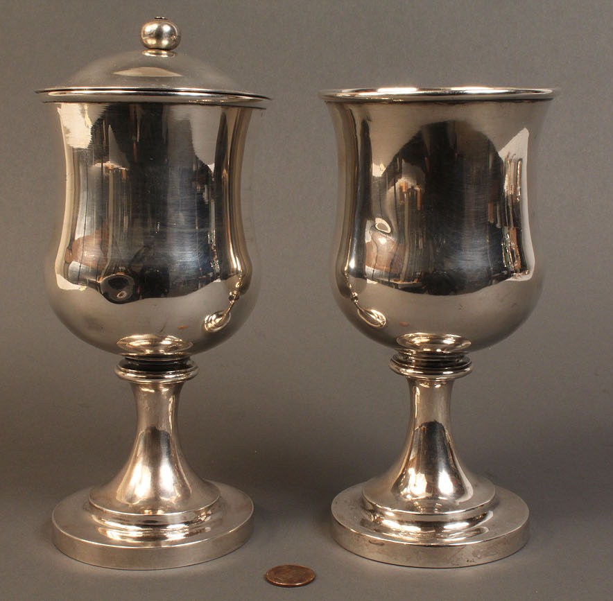 Lot 56: Pair of Philadelphia coin silver chalices