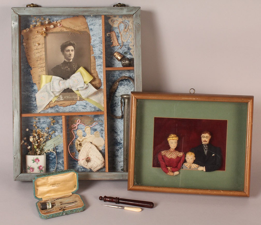 Lot 575: Group of sewing-related & family memento items