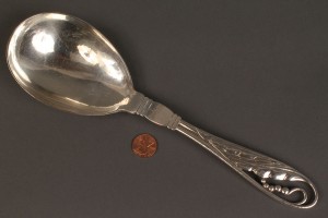 Lot 88: Georg Jensen silver serving spoon