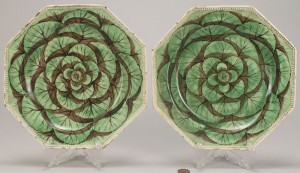 Lot 110: 2 Creamware Cabbage Leaf Plates