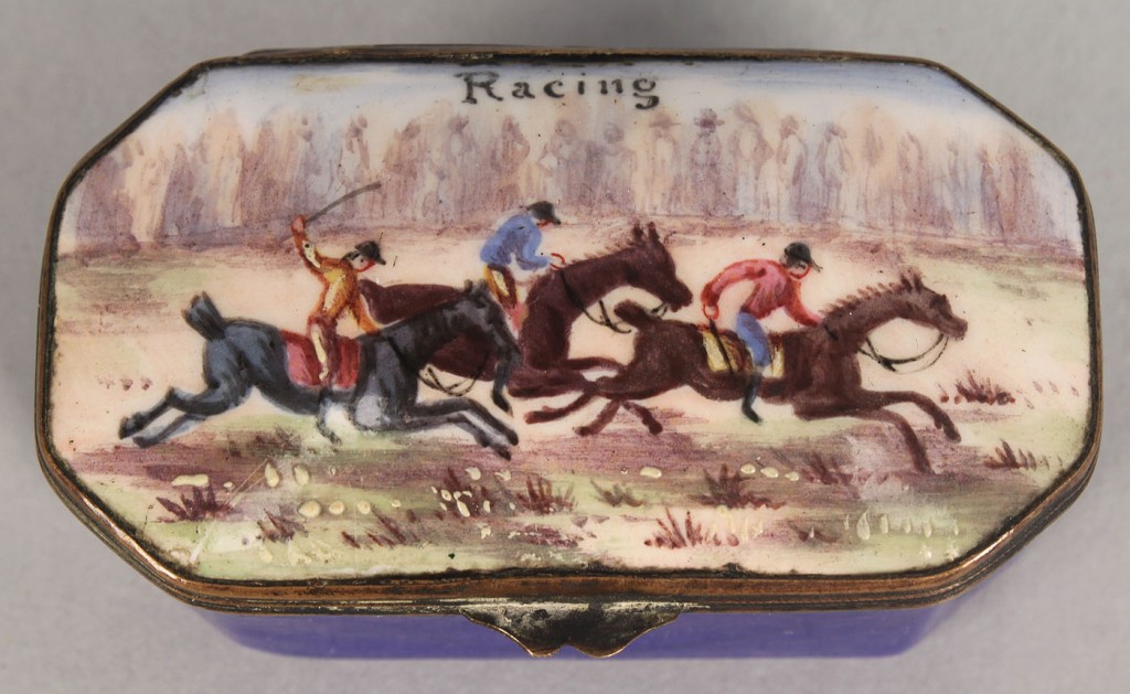 Lot 112: 2 Battersea boxes: Horse Racing and British Navy r