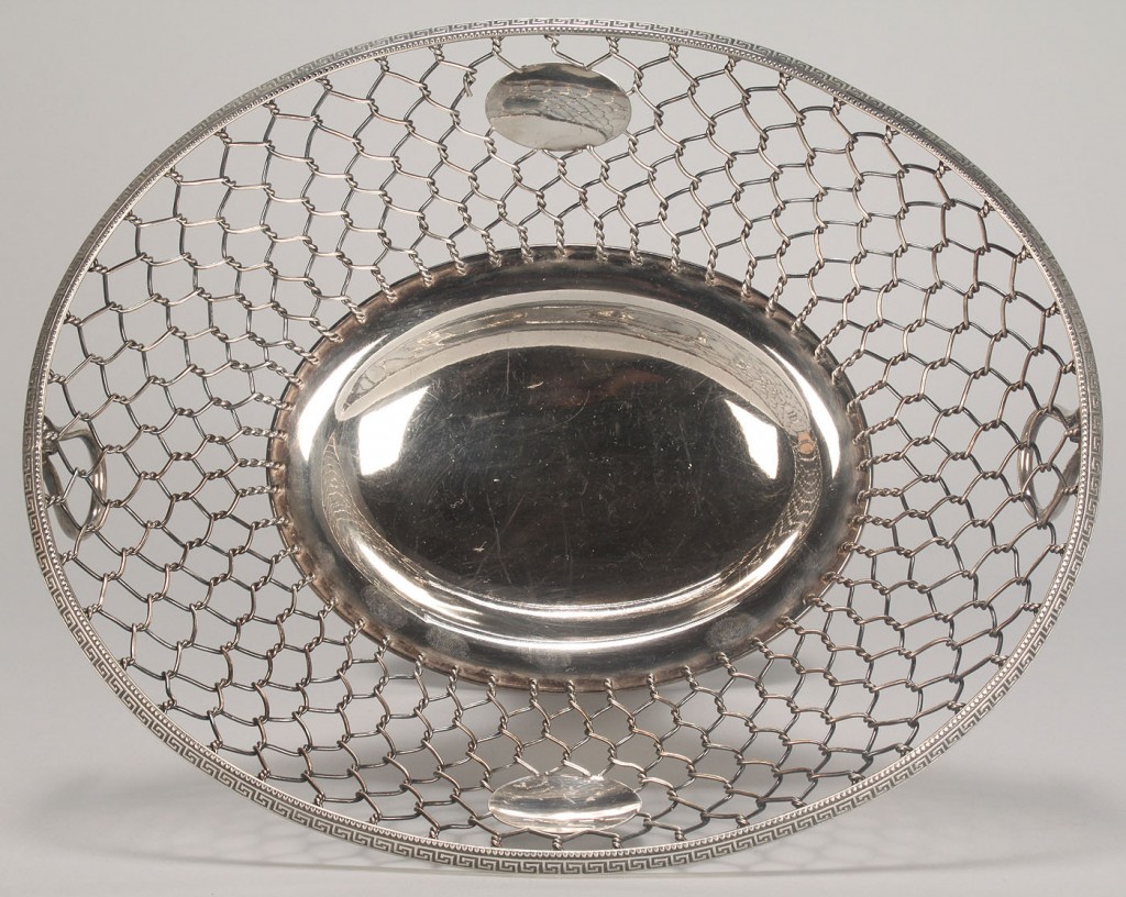 Lot 116: Silver cake basket, Gale & Son NYC