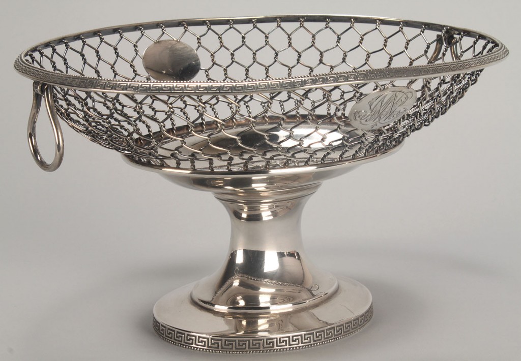 Lot 116: Silver cake basket, Gale & Son NYC