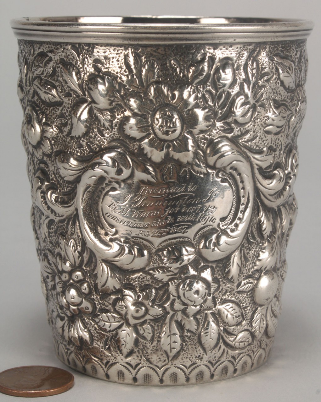 Lot 120: Kirk Repousse silver sporting presentation cup