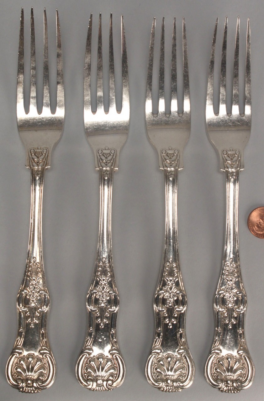 Lot 125: 4 King Pattern silver forks, W.A. Williams