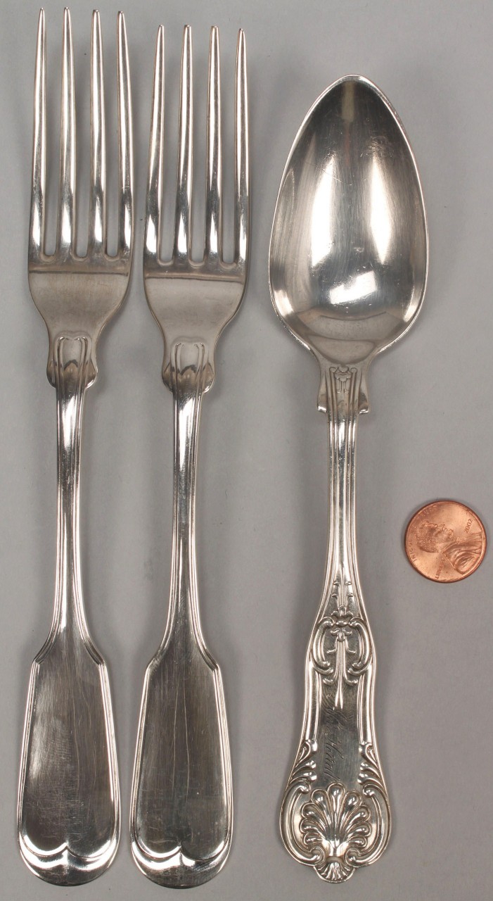Lot 127: 3 pcs New Orleans Coin silver flatware