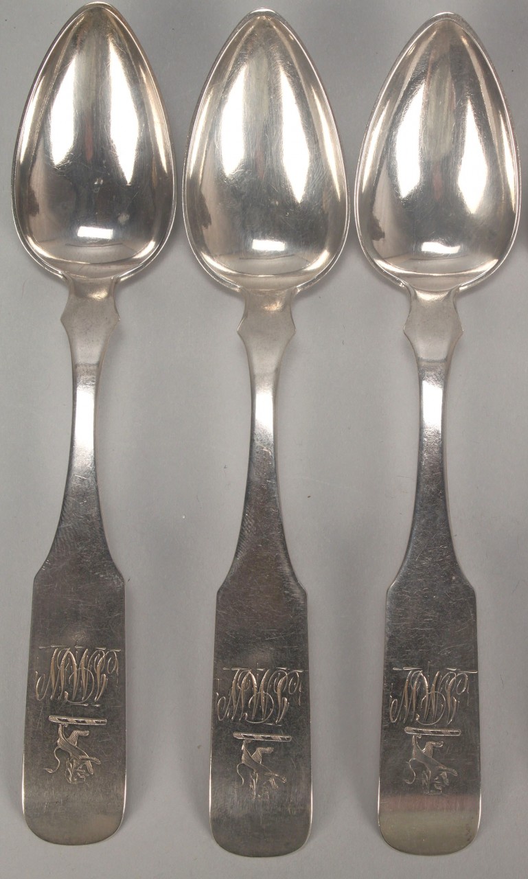 Lot 130: Ten Crested Baltimore Spoons by Monteith
