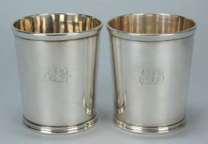 Lot 135: 2 Samuel Kirk silver julep cups