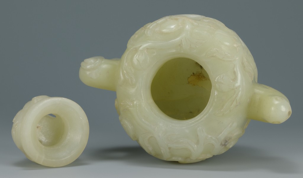 Lot 14: Chinese Carved Jade Teapot, Mughal style