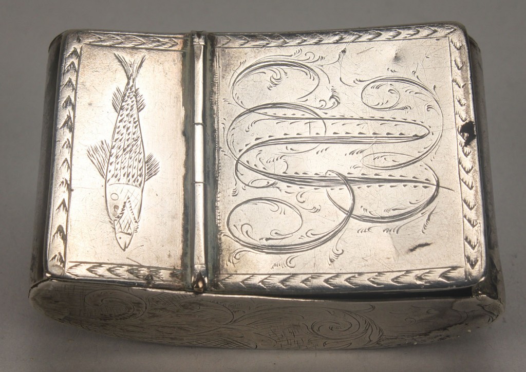 Lot 159: 2 Silver Snuff Boxes, Inc. Cowry Shell