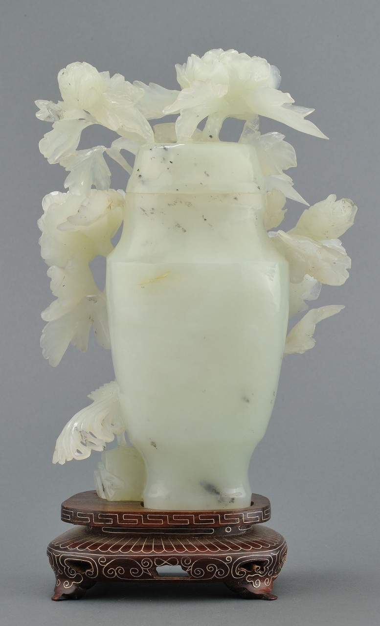 Lot 16: Chinese Carved Jade Covered Vase
