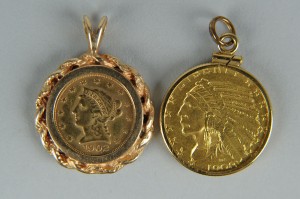 Lot 174: 1902 Liberty gold coin & 1908 Indian $5 gold coin