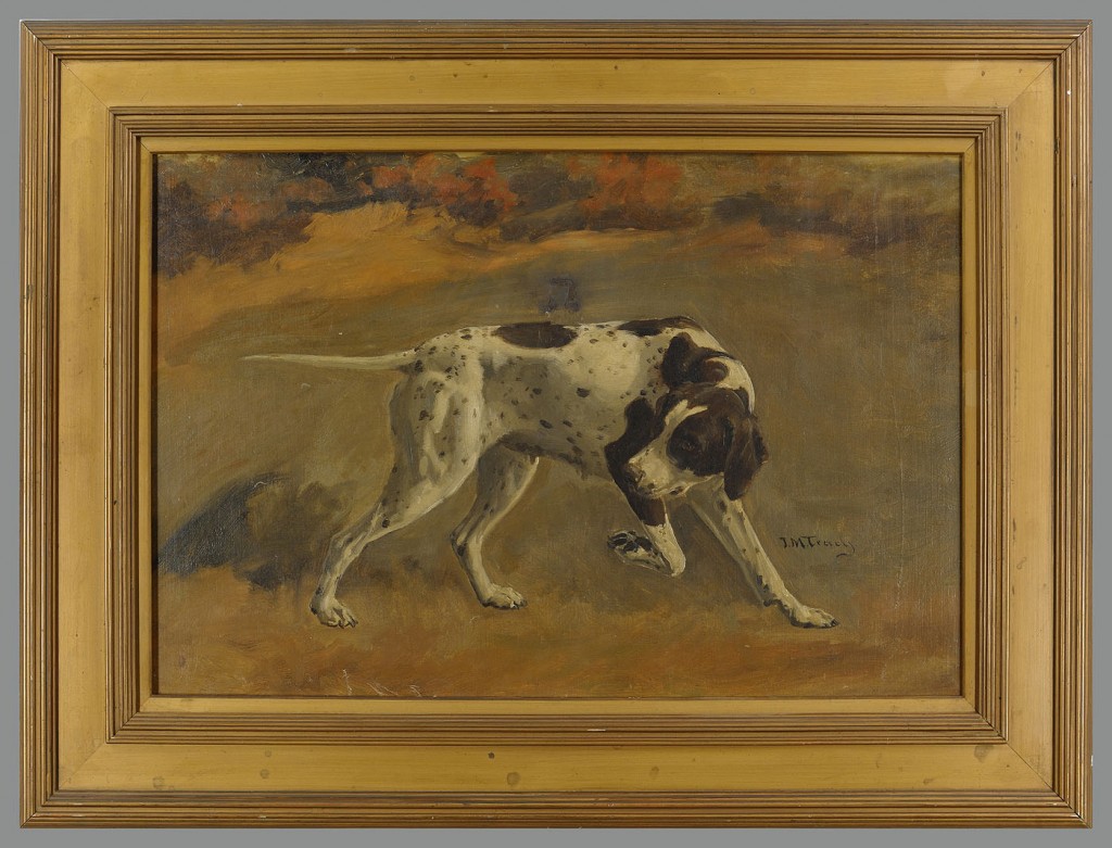 Lot 198: J.M. Tracy Oil on Canvas of a Pointer