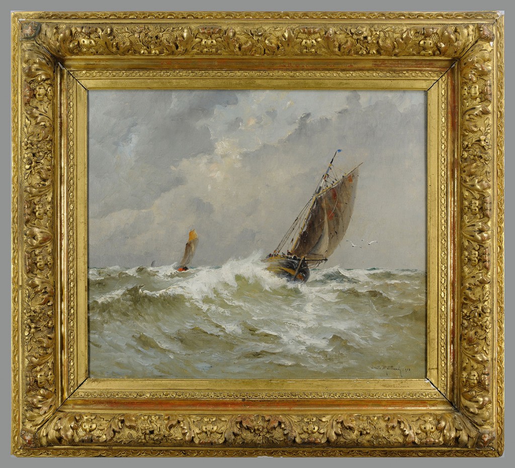 Lot 200: Emile Maillard oil on canvas marine painting, 1908