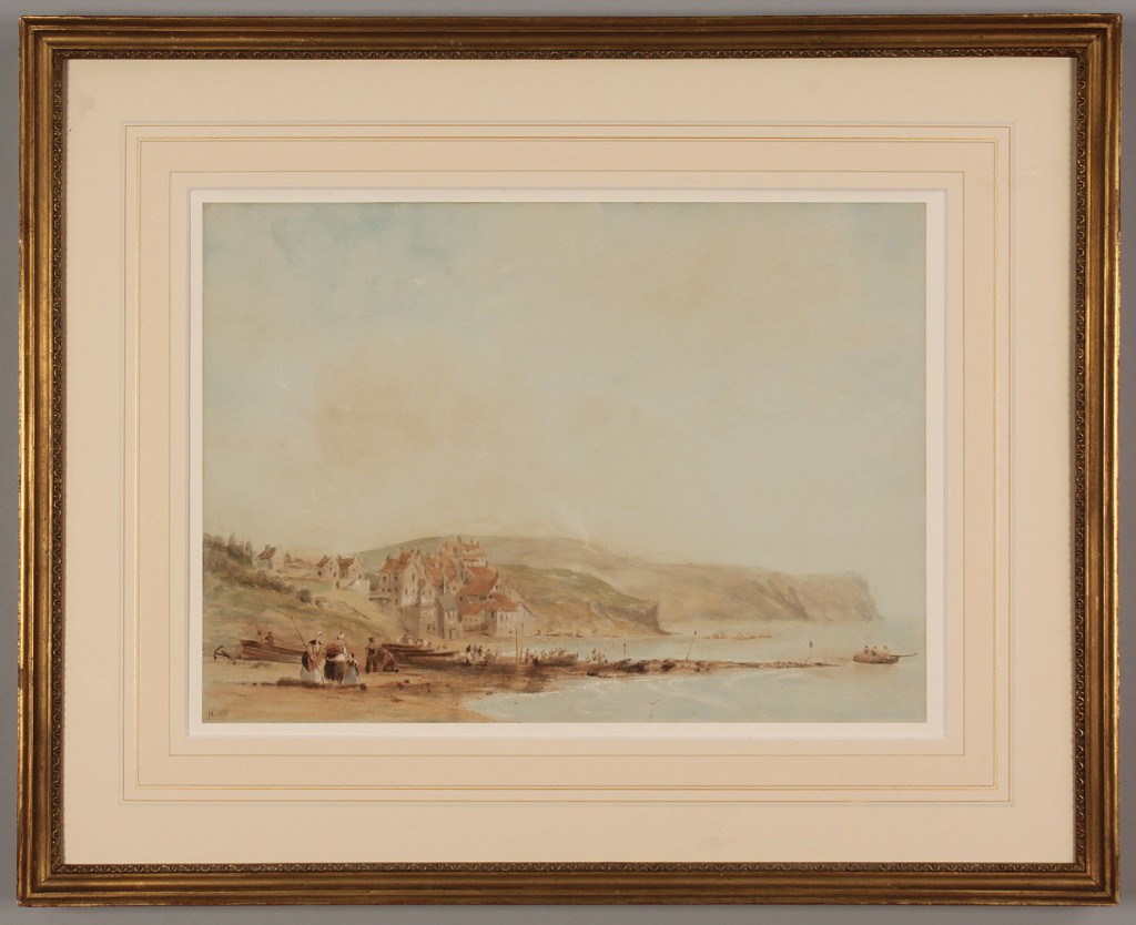 Lot 201: John W. Carmichael watercolor, Robin Hood's Bay, Y