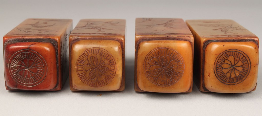 Lot 215: 7 Carved Chinese Hardstone Seals