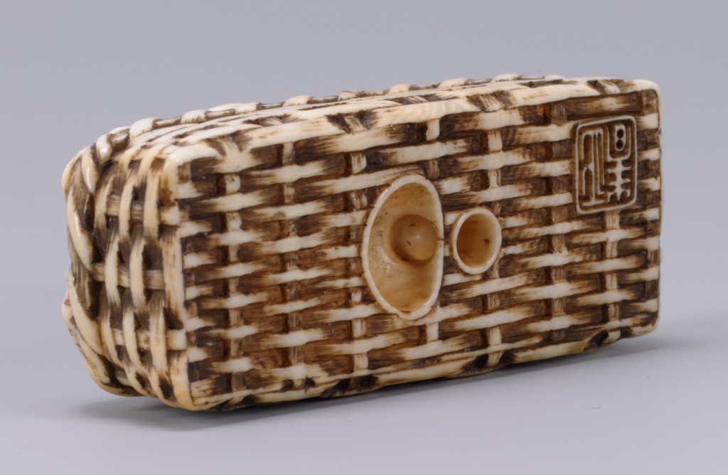 Lot 21: Japanese Ivory Netsuke, Basket And Fish Design