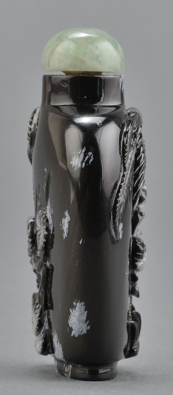 Lot 244: 2 Chinese Snuff Bottles, Obsidian & Reverse Paint