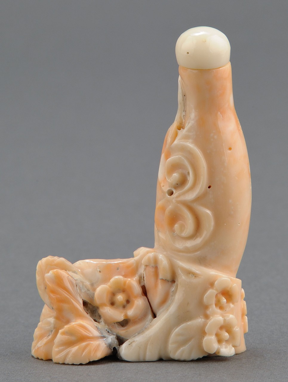 Lot 245: Chinese Carved Pink Coral Snuff Bottle