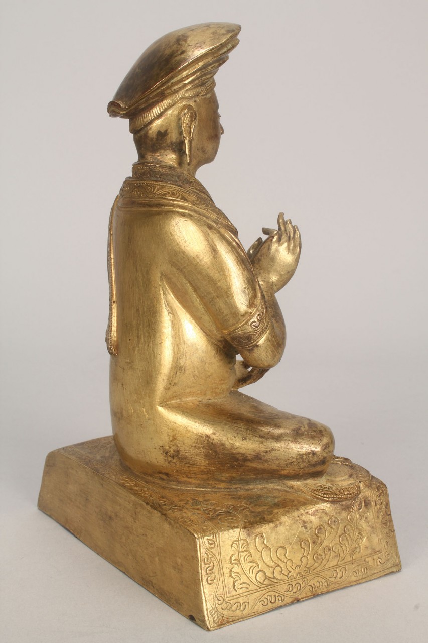 Lot 253: Chinese Gilt Bronze Figure of Seated Monk
