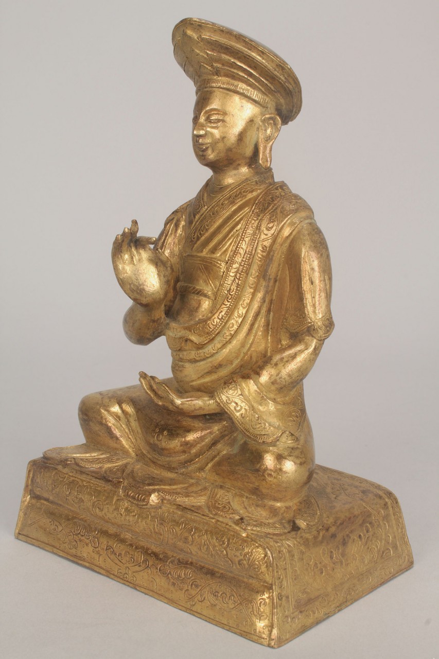 Lot 253: Chinese Gilt Bronze Figure of Seated Monk