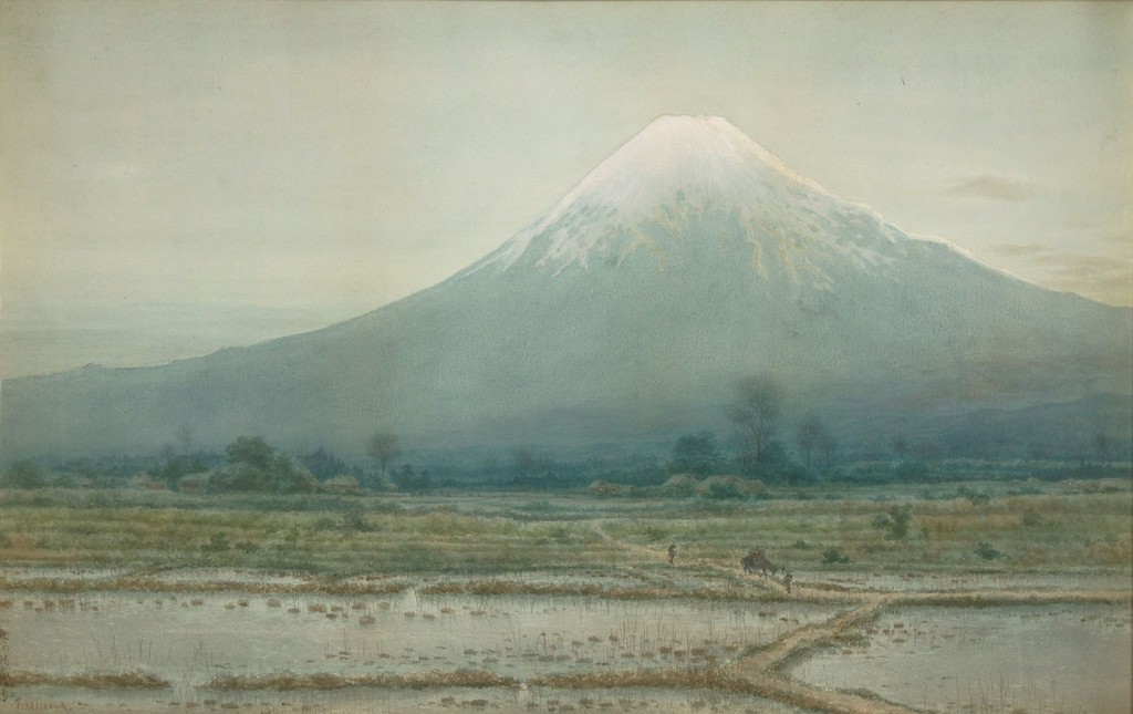 Lot 255: T. Hasekawa Japanese watercolor of Mount Fuji
