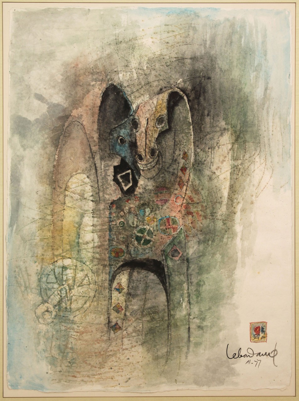 Lot 256: Le Ba Dang Watercolor, "Magic Horse"