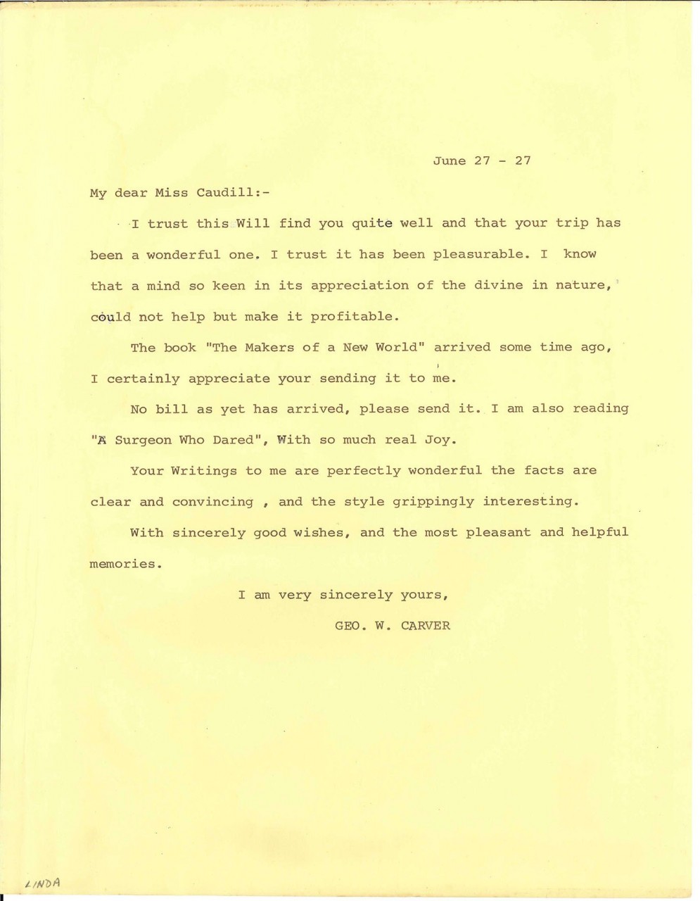 Lot 273: George Washington Carver Letter, Tuskegee