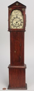 Lot 278: Miniature 19th c. tall case clock, Neoclassical st