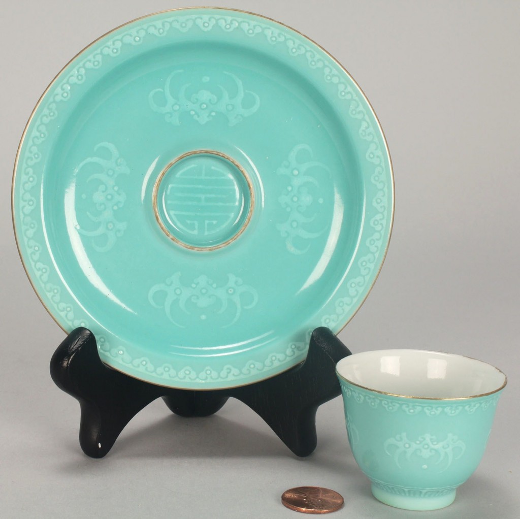 Lot 27: Chinese Porcelain Sake Cup and Saucer