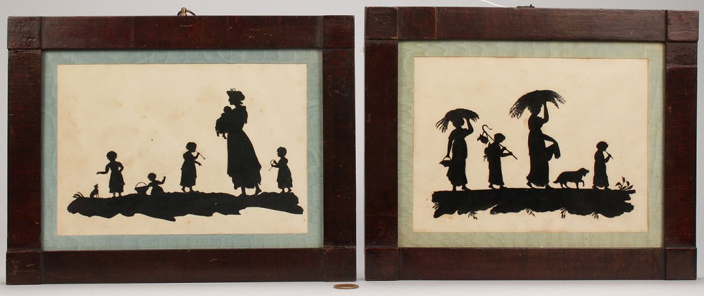 Lot 283: Two silhouettes of women and children