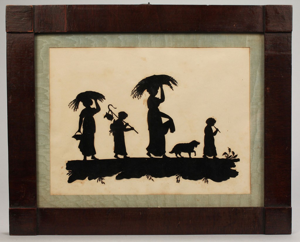 Lot 283: Two silhouettes of women and children